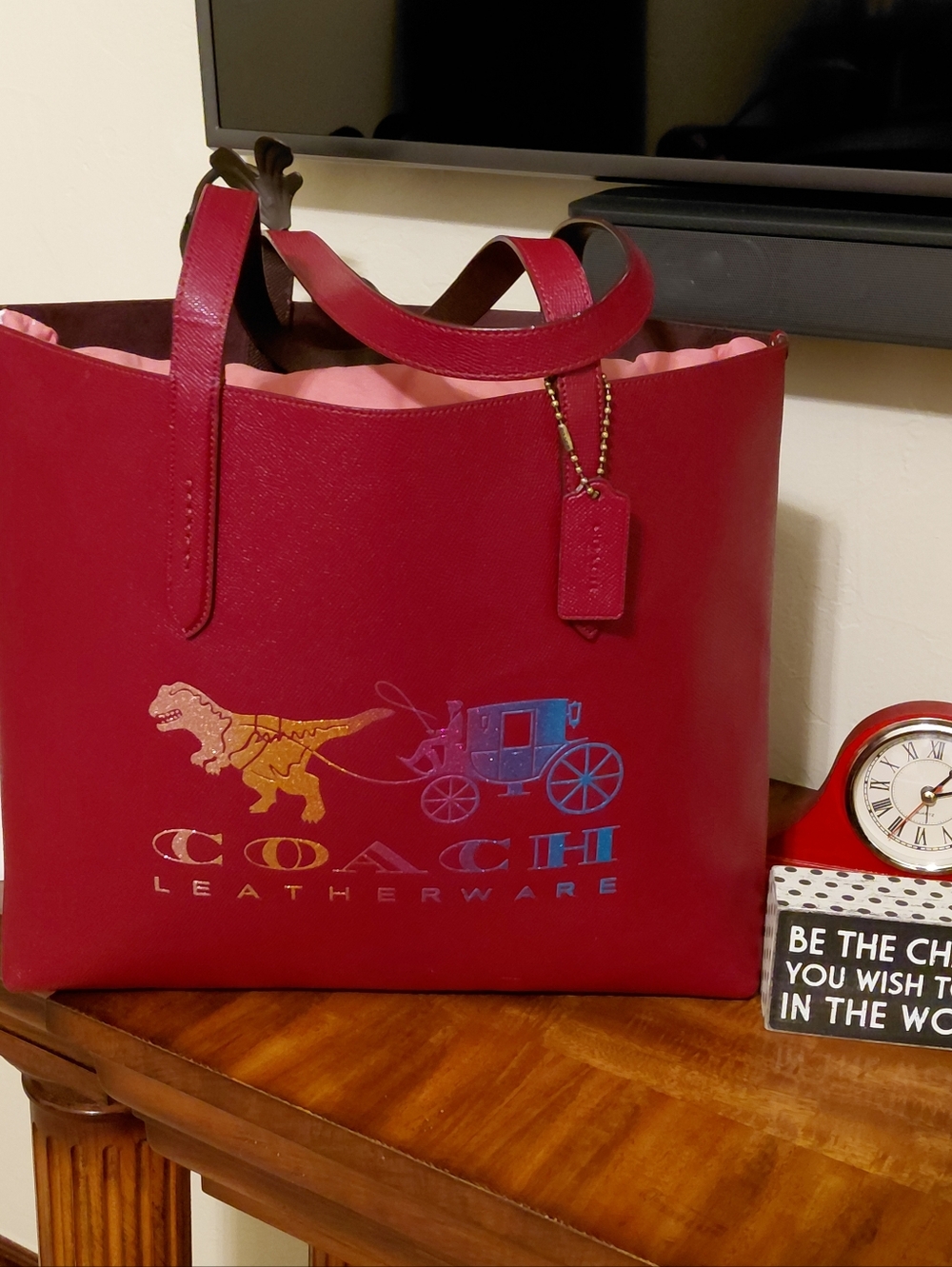 Coach Highline Tote with Rexy and Carriage Style No. 88774 in the Deep Red